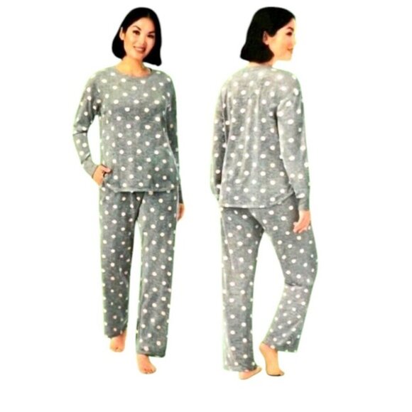 NEW Kate Spade 2pc Silky Velour Sleep Set | Pink Dots - Picture 2 of 4